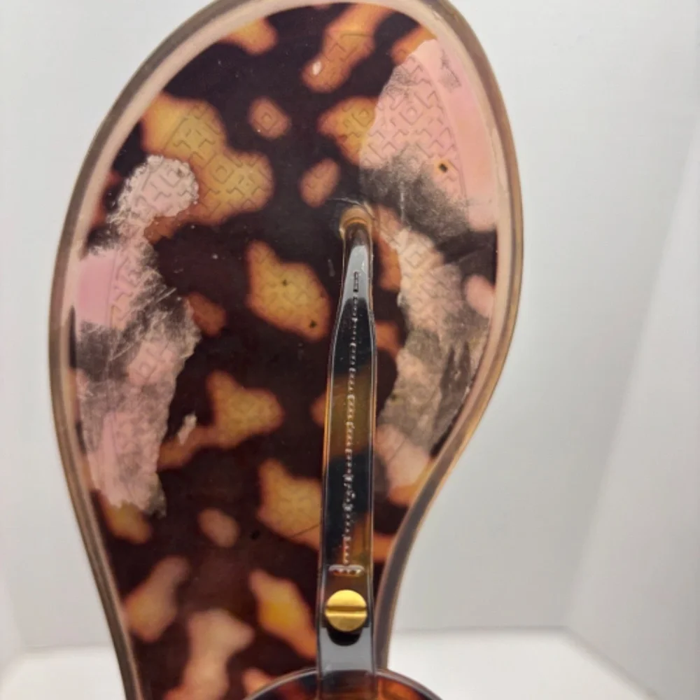 Tory Burch Mini Miller Flat Jelly Thong Sandal Tortoise Shell Size 7 - Picture 8 of 12